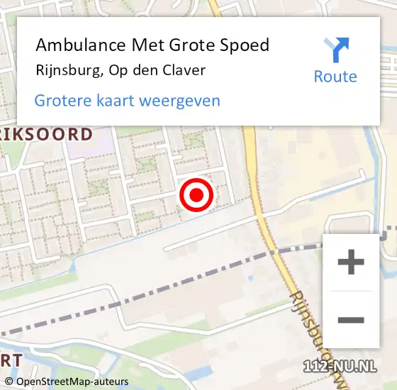 Locatie op kaart van de 112 melding: Ambulance Met Grote Spoed Naar Rijnsburg, Op den Claver op 7 oktober 2022 21:40