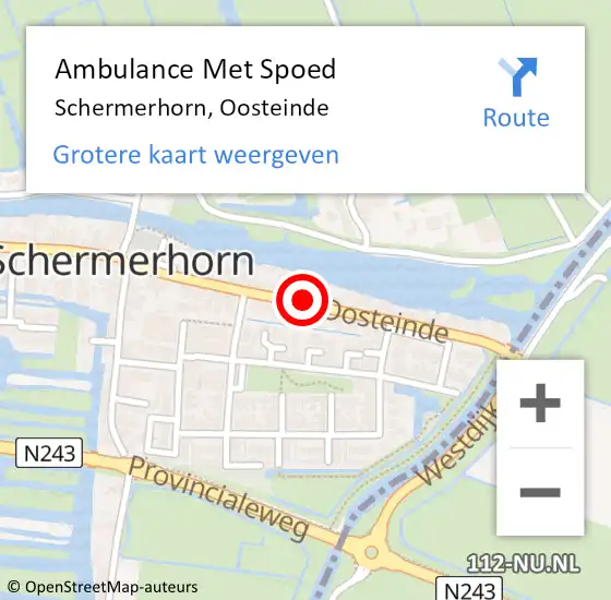 Locatie op kaart van de 112 melding: Ambulance Met Spoed Naar Schermerhorn, Oosteinde op 31 juli 2014 18:02