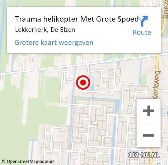 Locatie op kaart van de 112 melding: Trauma helikopter Met Grote Spoed Naar Lekkerkerk, De Elzen op 7 oktober 2022 22:18