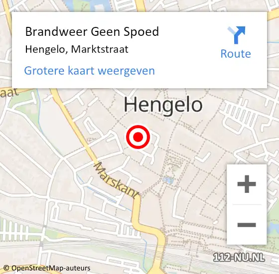 Locatie op kaart van de 112 melding: Brandweer Geen Spoed Naar Hengelo, Marktstraat op 7 oktober 2022 22:24