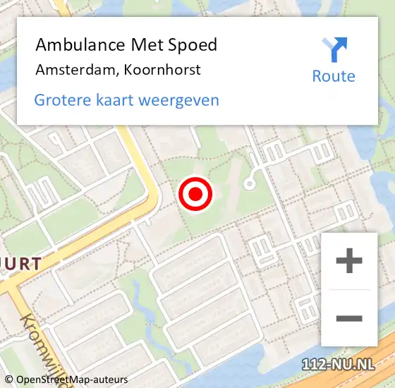 Locatie op kaart van de 112 melding: Ambulance Met Spoed Naar Amsterdam-Zuidoost, Koornhorst op 7 oktober 2022 22:42