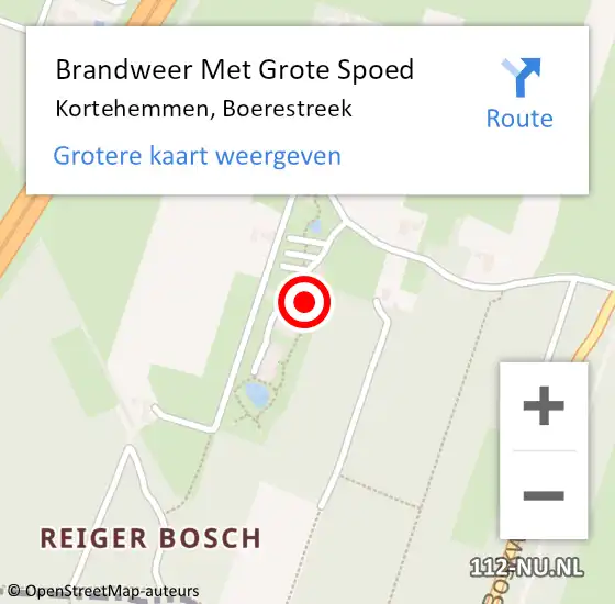 Locatie op kaart van de 112 melding: Brandweer Met Grote Spoed Naar Kortehemmen, Boerestreek op 10 oktober 2013 09:05