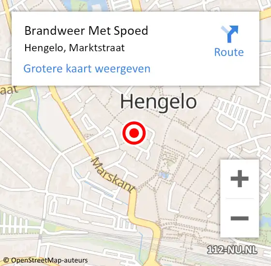 Locatie op kaart van de 112 melding: Brandweer Met Spoed Naar Hengelo, Marktstraat op 7 oktober 2022 23:15