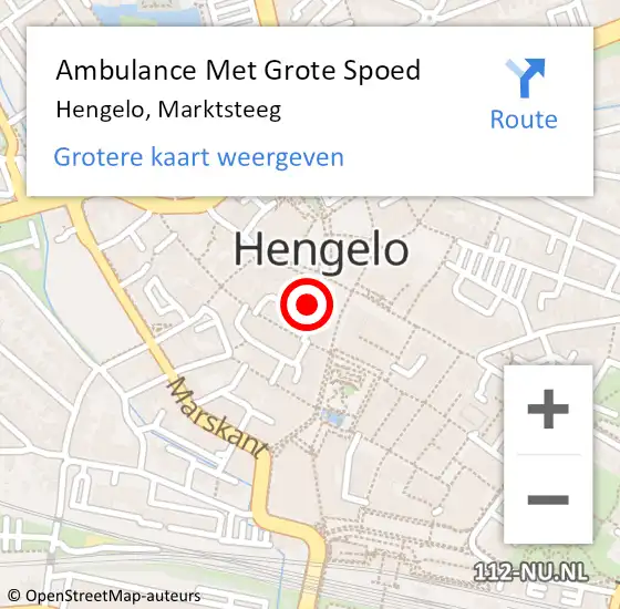 Locatie op kaart van de 112 melding: Ambulance Met Grote Spoed Naar Hengelo, Marktsteeg op 7 oktober 2022 23:16