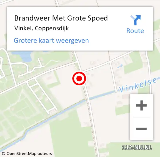 Locatie op kaart van de 112 melding: Brandweer Met Grote Spoed Naar Vinkel, Coppensdijk op 7 oktober 2022 23:17