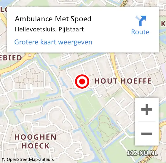 Locatie op kaart van de 112 melding: Ambulance Met Spoed Naar Hellevoetsluis, Pijlstaart op 7 oktober 2022 23:46