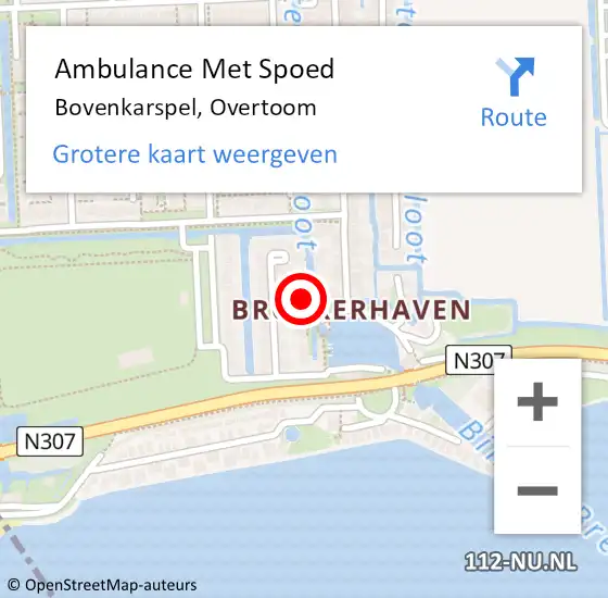 Locatie op kaart van de 112 melding: Ambulance Met Spoed Naar Bovenkarspel, Overtoom op 8 oktober 2022 00:11