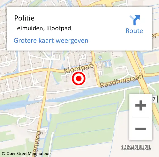 Locatie op kaart van de 112 melding: Politie Leimuiden, Kloofpad op 8 oktober 2022 00:37