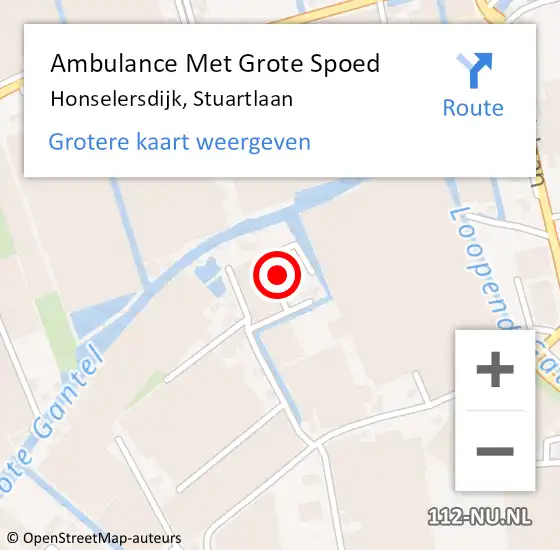 Locatie op kaart van de 112 melding: Ambulance Met Grote Spoed Naar Honselersdijk, Stuartlaan op 8 oktober 2022 00:51