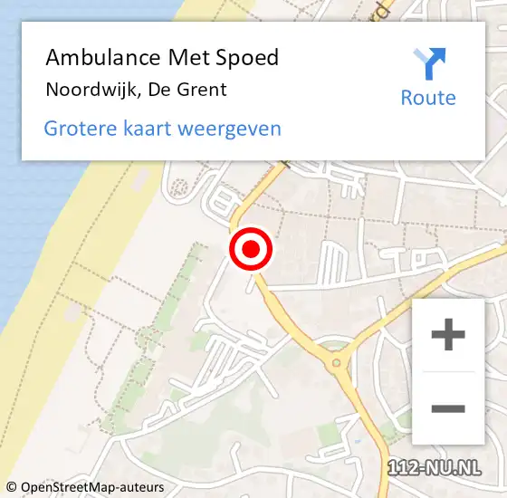 Locatie op kaart van de 112 melding: Ambulance Met Spoed Naar Noordwijk, De Grent op 8 oktober 2022 01:02