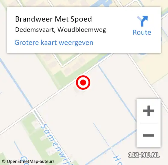 Locatie op kaart van de 112 melding: Brandweer Met Spoed Naar Dedemsvaart, Woudbloemweg op 8 oktober 2022 01:06