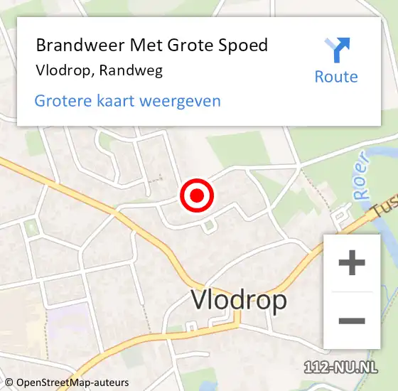Locatie op kaart van de 112 melding: Brandweer Met Grote Spoed Naar Vlodrop, Randweg op 8 oktober 2022 01:15