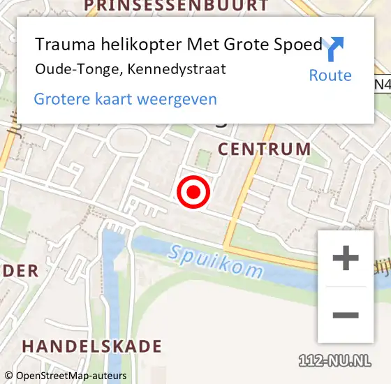 Locatie op kaart van de 112 melding: Trauma helikopter Met Grote Spoed Naar Oude-Tonge, Kennedystraat op 8 oktober 2022 01:22