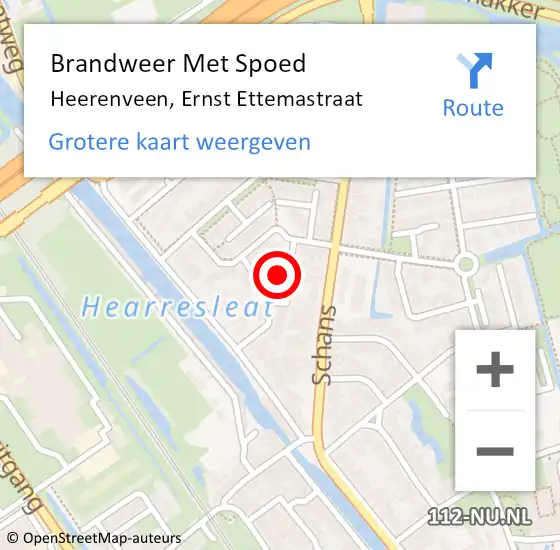 Locatie op kaart van de 112 melding: Brandweer Met Spoed Naar Heerenveen, Ernst Ettemastraat op 8 oktober 2022 02:26