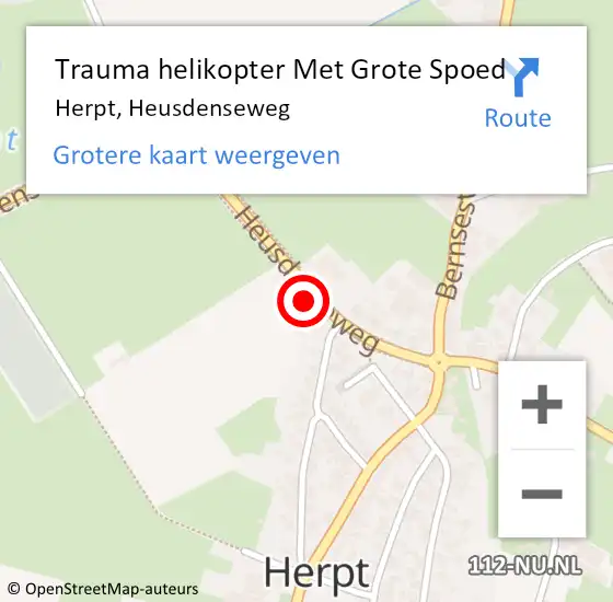 Locatie op kaart van de 112 melding: Trauma helikopter Met Grote Spoed Naar Herpt, Heusdenseweg op 8 oktober 2022 02:35