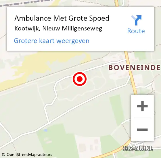 Locatie op kaart van de 112 melding: Ambulance Met Grote Spoed Naar Kootwijk, Nieuw Milligenseweg op 8 oktober 2022 02:41