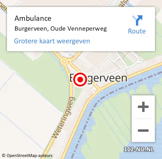 Locatie op kaart van de 112 melding: Ambulance Burgerveen, Oude Venneperweg op 8 oktober 2022 02:56