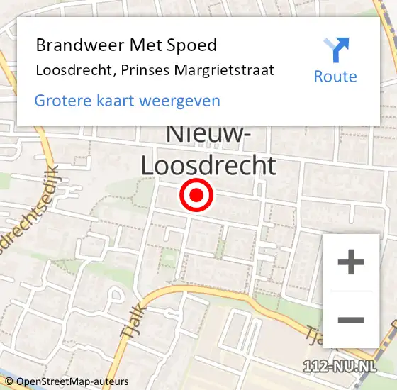 Locatie op kaart van de 112 melding: Brandweer Met Spoed Naar Loosdrecht, Prinses Margrietstraat op 8 oktober 2022 03:24