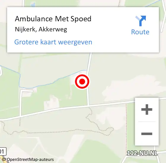 Locatie op kaart van de 112 melding: Ambulance Met Spoed Naar Nijkerk, Akkerweg op 8 oktober 2022 03:36