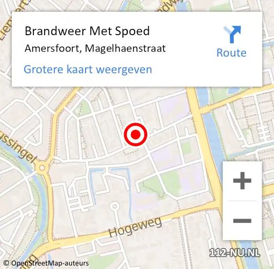 Locatie op kaart van de 112 melding: Brandweer Met Spoed Naar Amersfoort, Magelhaenstraat op 8 oktober 2022 04:12
