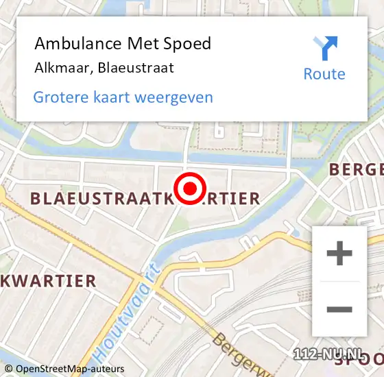 Locatie op kaart van de 112 melding: Ambulance Met Spoed Naar Alkmaar, Blaeustraat op 8 oktober 2022 04:59