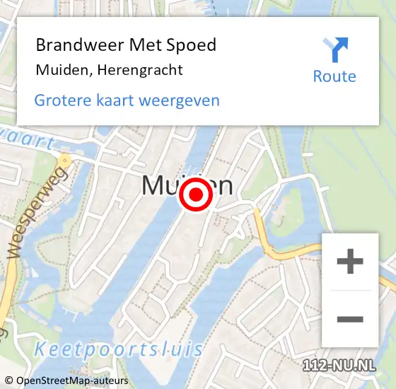 Locatie op kaart van de 112 melding: Brandweer Met Spoed Naar Muiden, Herengracht op 8 oktober 2022 05:15