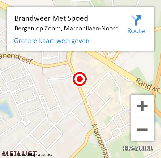 Locatie op kaart van de 112 melding: Brandweer Met Spoed Naar Bergen op Zoom, Marconilaan-Noord op 8 oktober 2022 05:40