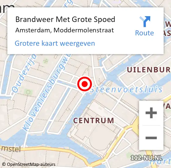 Locatie op kaart van de 112 melding: Brandweer Met Grote Spoed Naar Amsterdam, Moddermolenstraat op 8 oktober 2022 05:55