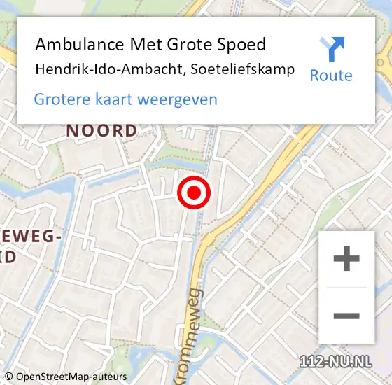 Locatie op kaart van de 112 melding: Ambulance Met Grote Spoed Naar Hendrik-Ido-Ambacht, Soeteliefskamp op 8 oktober 2022 06:00