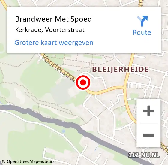 Locatie op kaart van de 112 melding: Brandweer Met Spoed Naar Kerkrade, Voorterstraat op 8 oktober 2022 06:32