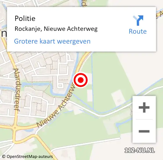 Locatie op kaart van de 112 melding: Politie Rockanje, Nieuwe Achterweg op 8 oktober 2022 07:00