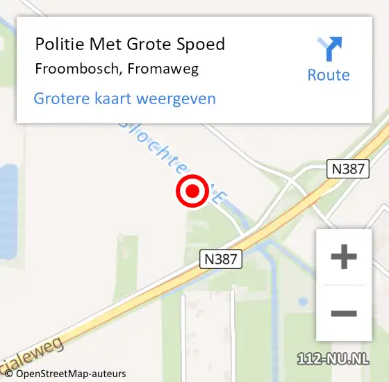 Locatie op kaart van de 112 melding: Politie Met Grote Spoed Naar Froombosch, Fromaweg op 8 oktober 2022 07:04