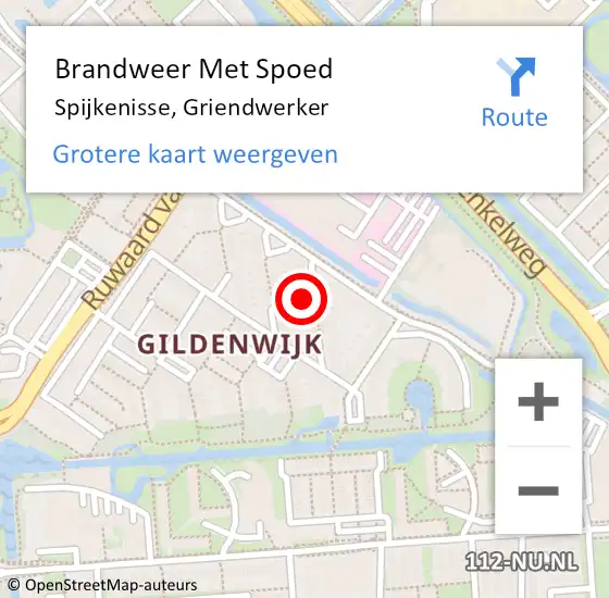 Locatie op kaart van de 112 melding: Brandweer Met Spoed Naar Spijkenisse, Griendwerker op 8 oktober 2022 07:29