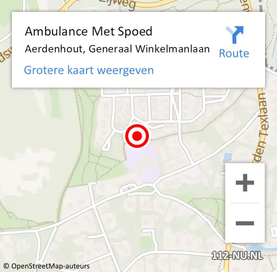 Locatie op kaart van de 112 melding: Ambulance Met Spoed Naar Aerdenhout, Generaal Winkelmanlaan op 8 oktober 2022 07:30