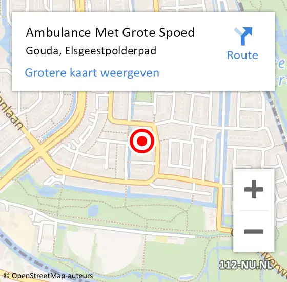 Locatie op kaart van de 112 melding: Ambulance Met Grote Spoed Naar Gouda, Elsgeestpolderpad op 8 oktober 2022 07:39