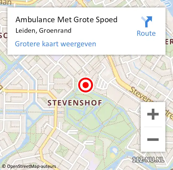 Locatie op kaart van de 112 melding: Ambulance Met Grote Spoed Naar Leiden, Groenrand op 8 oktober 2022 08:05