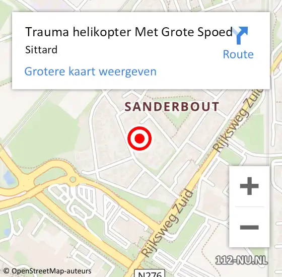 Locatie op kaart van de 112 melding: Trauma helikopter Met Grote Spoed Naar Sittard op 8 oktober 2022 08:10