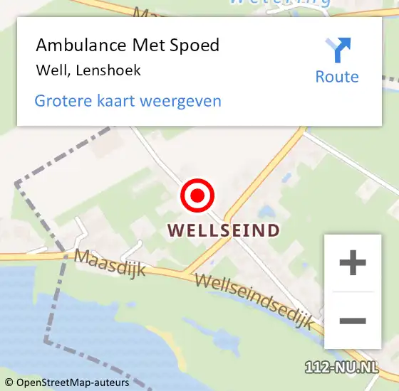 Locatie op kaart van de 112 melding: Ambulance Met Spoed Naar Well, Lenshoek op 8 oktober 2022 08:12