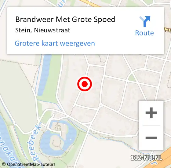 Locatie op kaart van de 112 melding: Brandweer Met Grote Spoed Naar Stein, Nieuwstraat op 8 oktober 2022 08:21