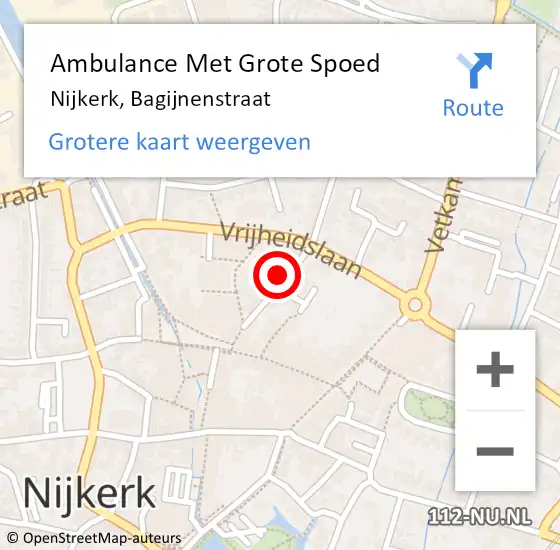 Locatie op kaart van de 112 melding: Ambulance Met Grote Spoed Naar Nijkerk, Bagijnenstraat op 8 oktober 2022 08:33