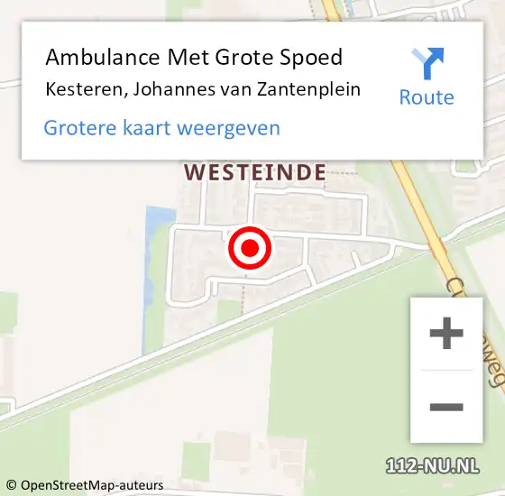 Locatie op kaart van de 112 melding: Ambulance Met Grote Spoed Naar Kesteren, Johannes van Zantenplein op 8 oktober 2022 08:34