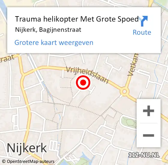 Locatie op kaart van de 112 melding: Trauma helikopter Met Grote Spoed Naar Nijkerk, Bagijnenstraat op 8 oktober 2022 08:45