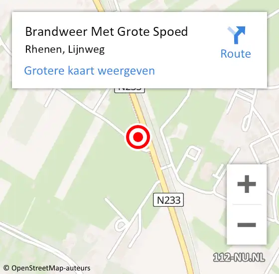 Locatie op kaart van de 112 melding: Brandweer Met Grote Spoed Naar Rhenen, Lijnweg op 8 oktober 2022 08:55