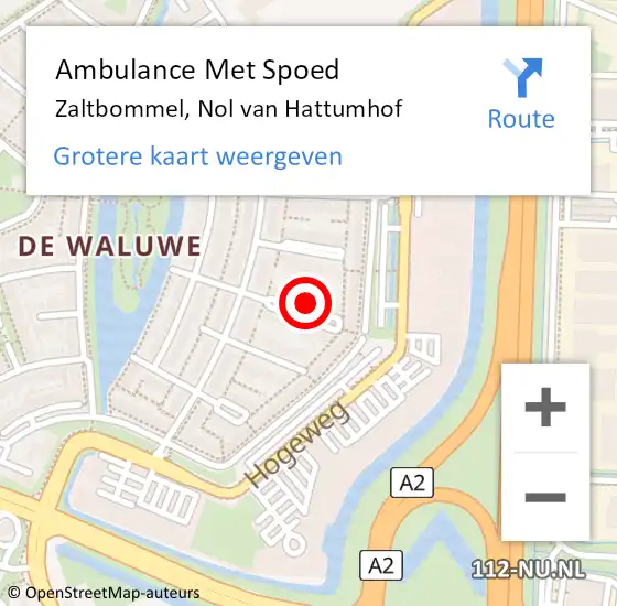 Locatie op kaart van de 112 melding: Ambulance Met Spoed Naar Zaltbommel, Nol van Hattumhof op 8 oktober 2022 09:22