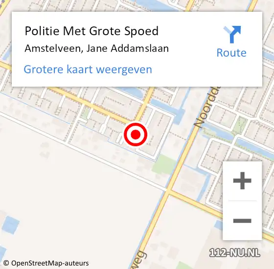 Locatie op kaart van de 112 melding: Politie Met Grote Spoed Naar Amstelveen, Jane Addamslaan op 8 oktober 2022 09:24