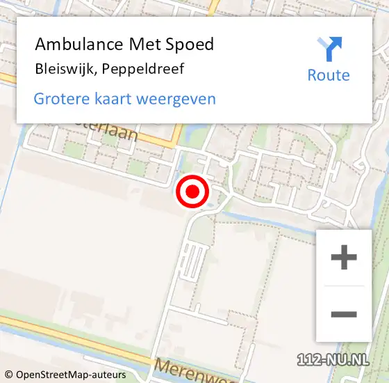 Locatie op kaart van de 112 melding: Ambulance Met Spoed Naar Bleiswijk, Peppeldreef op 8 oktober 2022 09:25