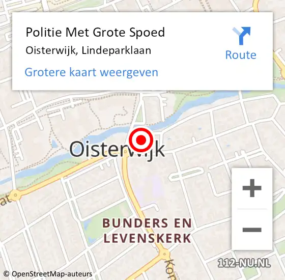 Locatie op kaart van de 112 melding: Politie Met Grote Spoed Naar Oisterwijk, Lindeparklaan op 8 oktober 2022 09:36