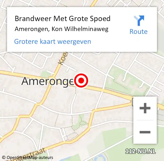 Locatie op kaart van de 112 melding: Brandweer Met Grote Spoed Naar Amerongen, Kon Wilhelminaweg op 8 oktober 2022 09:36