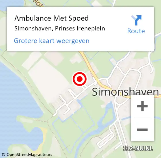 Locatie op kaart van de 112 melding: Ambulance Met Spoed Naar Simonshaven, Prinses Ireneplein op 8 oktober 2022 09:39