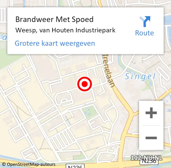 Locatie op kaart van de 112 melding: Brandweer Met Spoed Naar Weesp, van Houten Industriepark op 8 oktober 2022 09:43